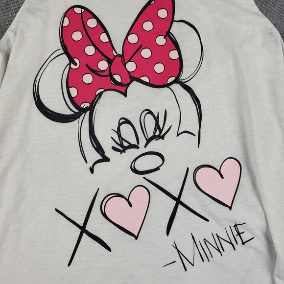 Disney Sleepwear Minnie Mouse Pajama PJ Lounge 2 Piece Set Jogger Raglan Tee Med - Picture 3 of 8